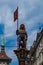 Bern City Switzerland  street water fountain statue low angle view point