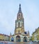 Bern Minster with tall bell tower, the most sifnificant building in old Bern, Switzerland