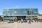 Bern, Switzerland - August 14 2019: Building of the main train station in Swiss capital photographed from outside with people