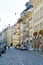 Bern, Switzerland - October 17, 2017: Main shopping street of old city Kramgasse