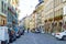 Bern, Switzerland - October 17, 2017: Main shopping street of old city Kramgasse