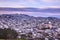 The bernal heights hill offers a great view of the city with whi