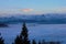 Bernese alps panorama. Mountains sticking out of the sea of fog