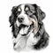 Bernese Mountain Dog Portrait: Hyperrealistic Vector Sketch