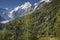 Bernina and Palu mountain range with glaciers in the Alps, Engadine, Switzerland