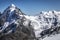 Bernina and Palu mountain range with glaciers in the Alps, Engadine, Switzerland