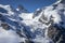 Bernina and Palu mountain range with glaciers in the Alps, Engadine, Switzerland