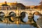 Bernini Angels Ponte Saint Angelo Tiber River Reflection Evening Rome Italy