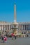 The Bernini Fountain and the Egyptian Obelisk in the center and the Doric colonnades surrounding St. Peter`s Square in the Vatica