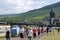Bernkastel, vineyards and tourists on river Moselle