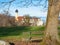 Bernrried, Germany - December 30th 2022: View towards the monastery with historic church tower