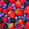 Berries Background. Strawberries, Blueberry, Raspberries