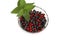 Berries of cowberry and whortleberry in a glass va