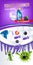 Berries fragrance toilet cleaner ads. Cleaner bobs kill germs inside toilet bowl. Vector realistic illustration. Vertical poster.