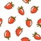 Berries fruit strawberry leaves seamless pattern . Flat style, illustration