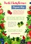 Berries and fruits vector poster for farm shop