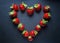 Berries heart with strawberry. Love concept