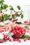 Berries and leaves of hawthorn in a wicker basket