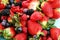 Berries overhead closeup colorful assorted mix of strawberry, bl