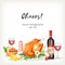 BerriesFood cooked dishes festive holiday celebration background with chicken