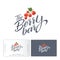 The Berry Bar logo. Detox and juice vitamin products. Red ripe currant berries and lettering.