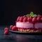 Berry bliss Delicious Raspberry Cheesecake presented on dark background