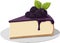 Berry Bliss: A Simple and Minimalist Cartoon Illustration of a Realistic Blackberry Cheesecake Slice