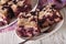 Berry Blueberry Buckle close-up on a plate. horizontal