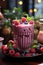 Berry Burst Smoothie on table with kitchen background, photo realistic, AI generated