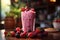 Berry Burst Smoothie on table with kitchen background, photo realistic, AI generated