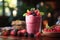 Berry Burst Smoothie on table with kitchen background, photo realistic, AI generated