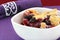 Berry cobbler in a bowl.