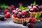 Berry-filled tartlet tasty dessert background