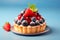 Berry-filled tartlet tasty dessert background