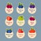 Berry icon set. Labels with berries. Flat style, vector