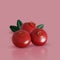 Berry icon. Three ripe red cranberries. 3D render