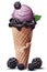 Berry-licious Treat: Blackberry Ice Cream Cone, Isolated on White Background - Generative AI
