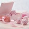 Berry marshmallow in a gift box on a pink background