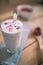 Berry milk shake drink, shallow depth of field