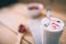 Berry milk shake drink, shallow depth of field