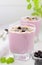 Berry milk smoothie with muesli