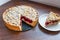 Berry pie for breakfast. view from above. homemade baking