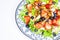 Berry salad with chicken, almond and lettuce