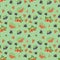 Berry seamless pattern. Fashion print. Clothes design. Mountain ash, strawberry, currant, rowan,  viburnum and black chokeberry.