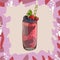 Berry smoothie recipe. Menu element for cafe or restaurant with energetic fresh drink. Fresh juice for healthy life