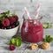Berry smoothies and biscuits - healthy snack