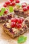 Berry tart with fresh red currants, close-up