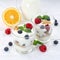 Berry yogurt yoghurt with berries fruits cup muesli square break