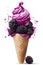 Berrylicious Bite: Black Raspberry Ice Cream Cone, Isolated on White Background - Generative AI