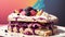 Berrylicious Delight Blackberry Ice Cream Sandwich in Vibrant Illustration.AI Generated